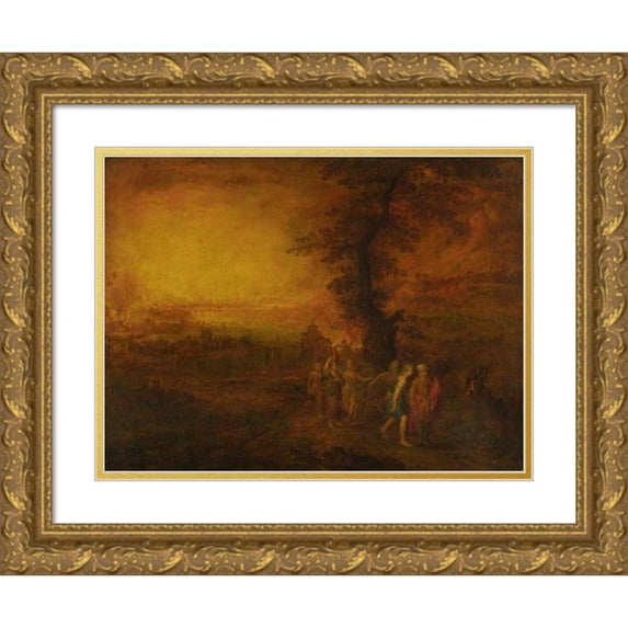 Follower of Daniel van Heil 18x15 Gold Ornate Wood Frame and Double Matted Museum Art Print Titled - Tobias and the Angel