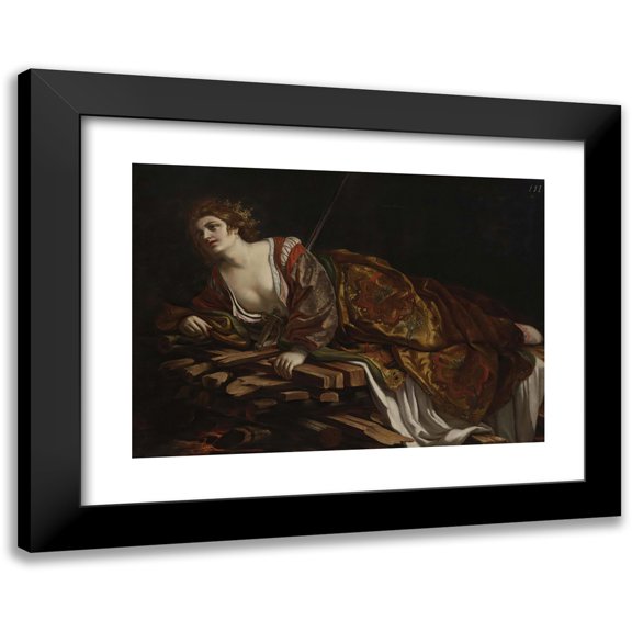 Follower of Guercino 24x18 Black Modern Framed Museum Art Print Titled - The Death of Dido