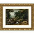 thumbnail image 1 of Follower of Joachim Anthonisz Wtewael 18x14 Gold Ornate Wood Frame and Double Matted Museum Art Print Titled - Diana and Callisto, 1 of 4