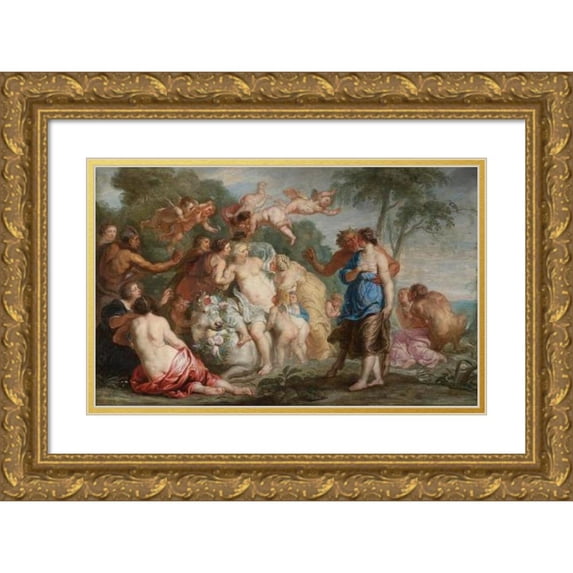 Follower of Peter Paul Rubens 24x17 Gold Ornate Framed and Double Matted Museum Art Print Titled - Rape of Europa
