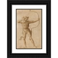 thumbnail image 1 of Follower of Pietro Perugino 17x24 Black Ornate Framed Double Matted Museum Art Print Titled: Archer Drawing a Bow (C. 1505), 1 of 5