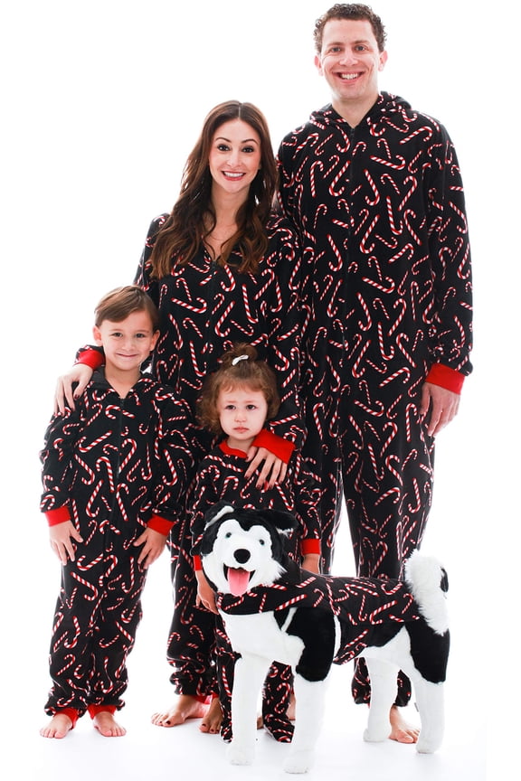 Matching Christmas Pajamas, Microfleece, Candy Cane, Dog Jacket, Red, XS