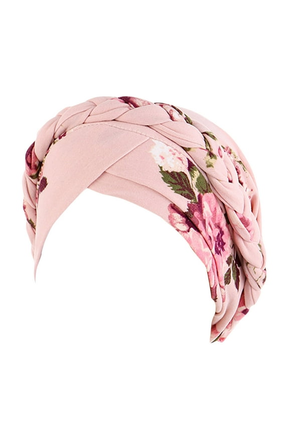 Follure Cap Head Wraps for Women Chemo Cancer Hat Caps Ethnic Pre-Tied Twisted Braid Hair Cover Wrap Headwear