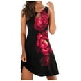 thumbnail image 1 of Follure Clothing Womens Summer Dress Casual O Neck Sleeveless Floral Printed Sundress Asymmetrical Loose Hem Bohemian Style Knee Length Dresses, 1 of 5