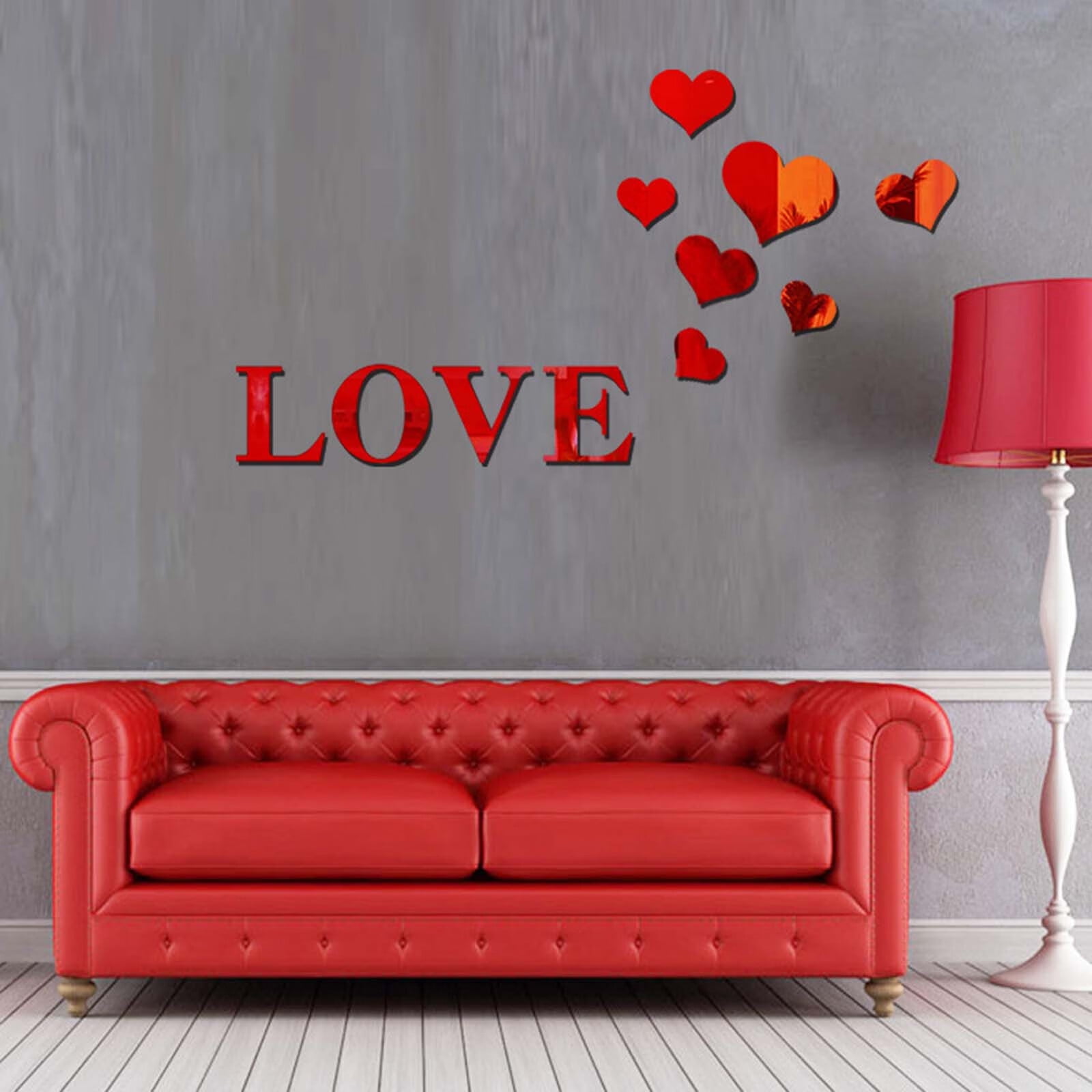 Follure Home Decor Wall Stickers Acrylic Love Mirror Sticker Bedroom Living Room Removable Wall 2186