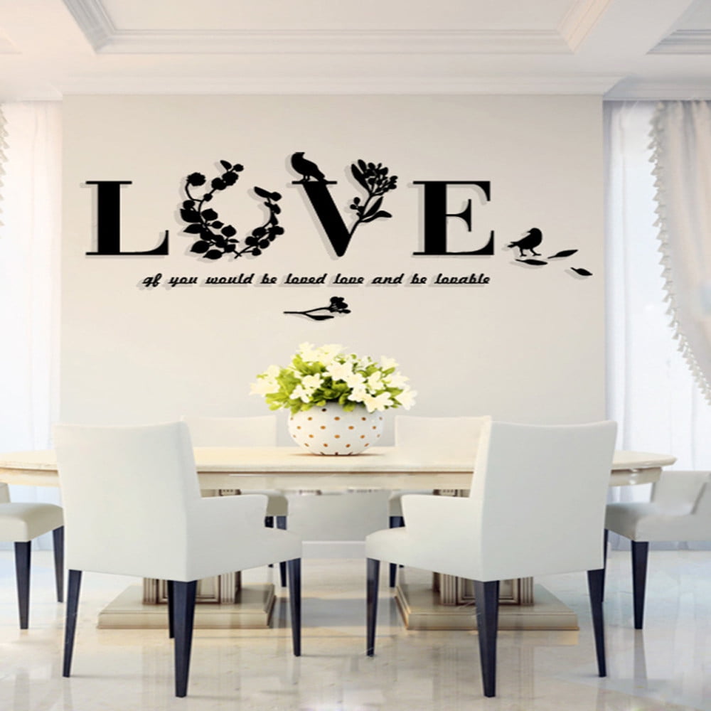Follure Home decorations wallpaper Removable 3D Leaf LOVE Wall ...