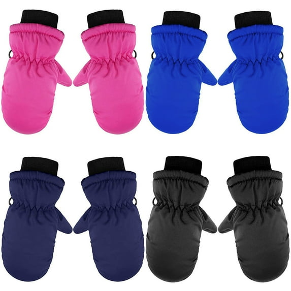 Follure Kids Winter Gloves Mittens 4 Pairs Toddler Baby Boys Girls Ski Waterproof Warm Snow