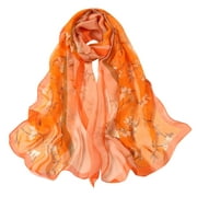 Follure Scarf for Women 160*50cm Flower Print Long Soft Wrap Scarves Simulation Silk Shawl Scarves Bandanas Beach