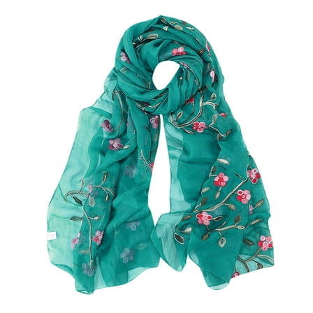 Summer Scarfs for Women Embroidery Chiffon Scarf Hijab Wrap Shawls Headband Hijabs Scarf WH