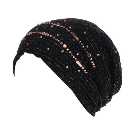 Winter Caps Beanies for Women Rhinestone India Hat Muslim Ruffle Cancer Chemo Beanie Turban Wrap Cap
