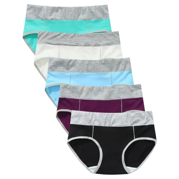 Follure Women Underwear Brief 5PC Patchwork Panties Knickers Bikini Underpants Underwear