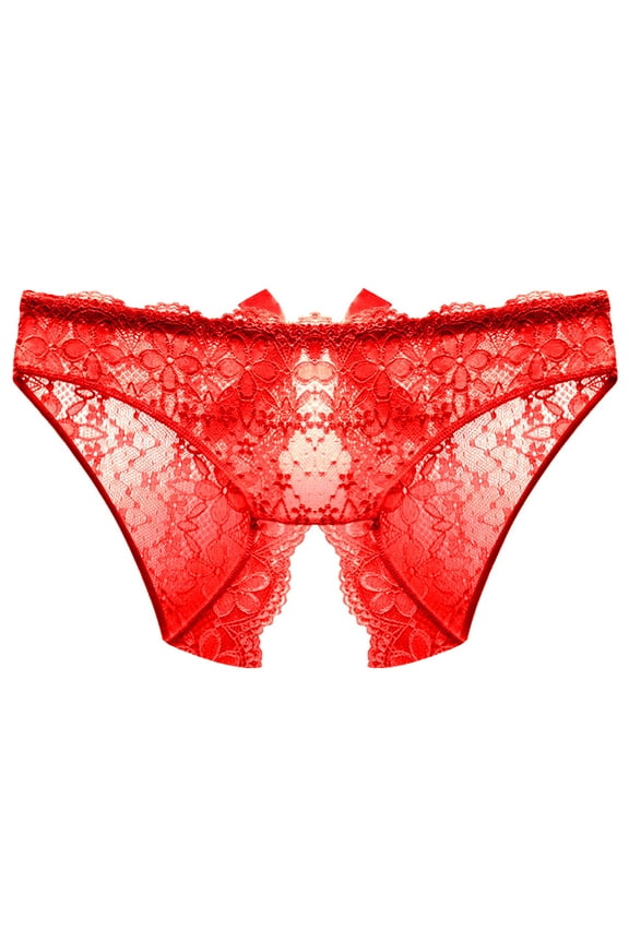 Follure Women Underwear Brief Underpants Open Crotch Panties Low Waist Lace Underwear