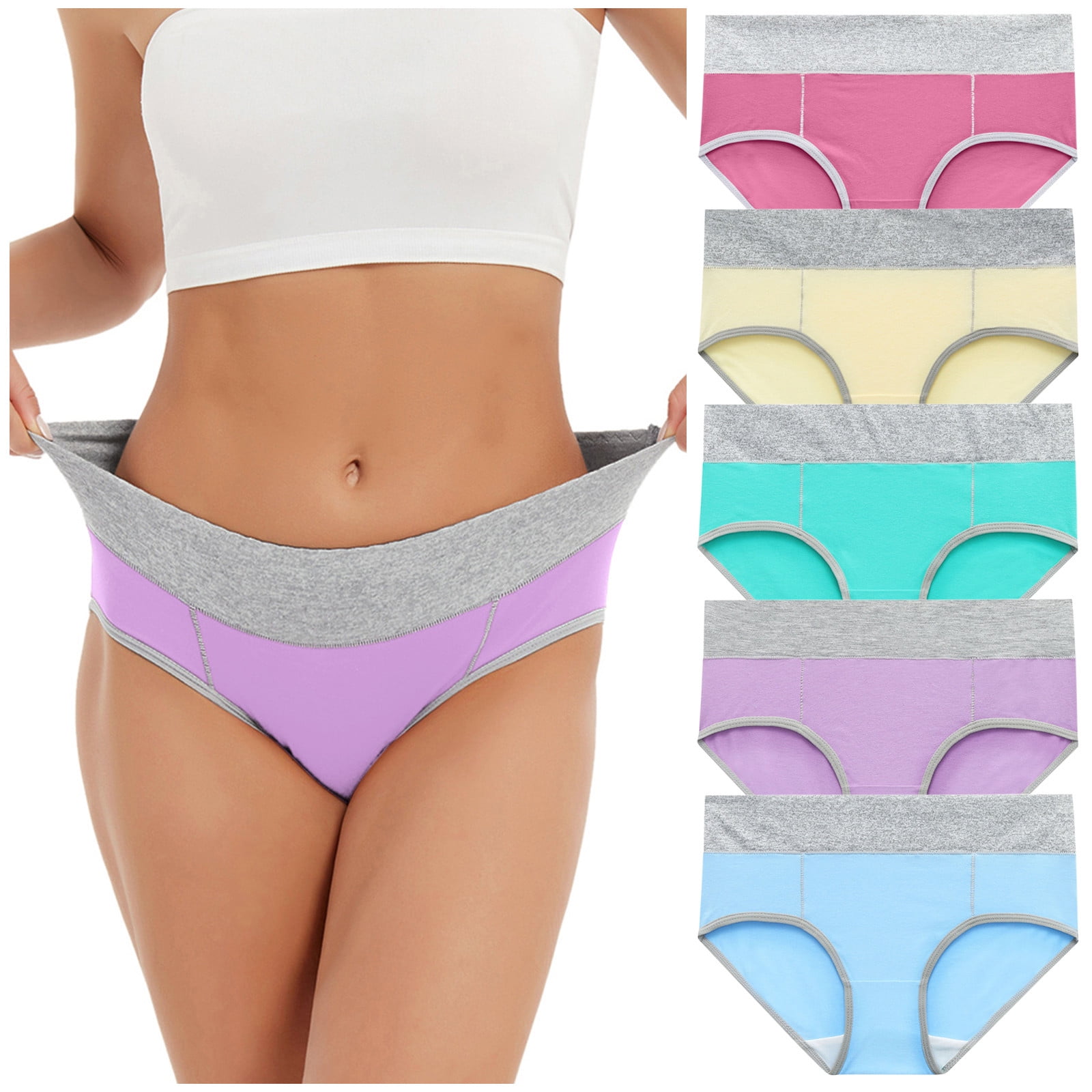 MRULIC intimates for women Underwear Breathable Midwaist Silk Non Color  Solid Women's White + XL