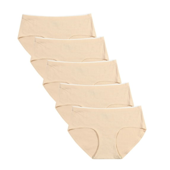 Womens High Waisted Cotton Underwear Soft Smoothing Seamless Briefs Breathable Ladies Panties 5Pack