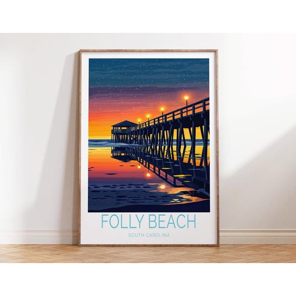 Folly Beach South Carolina Coastal Wall Art, Unframed Paper Print Size 8x12