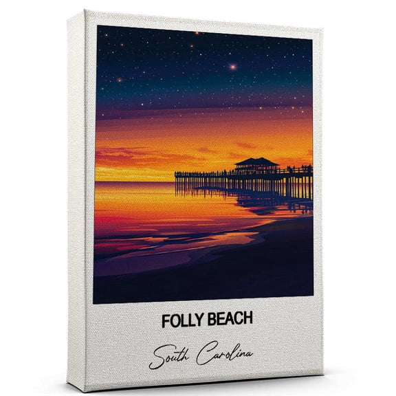 Folly Beach Travel Canvas Wall Art  Nature-Inspired Travel Decor with Scenic Views South Carolina Canvas Wall Print  A Captivating Gift for Adventure Seekers