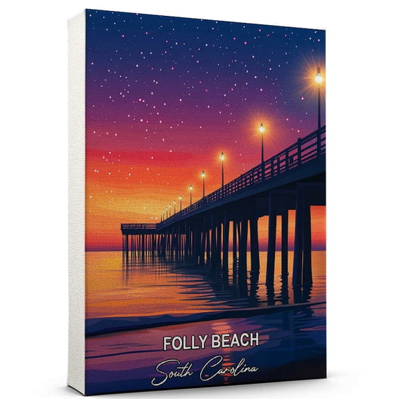 Folly Beach Travel Global Destination Canvas  South Carolina Canvas  Celebrate Your Favorite Destination  A Sophisticated Touch to Any Room