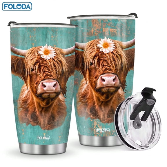 Foloda- Cow Tumbler Gifts for Women Mom Friend for Christmas Mother's Day, Valentine's 20oz thermos Travel Cup Insulated Stainless Steel Coffee Travel  Office Mug Cup Keep Drink Hot&Cold