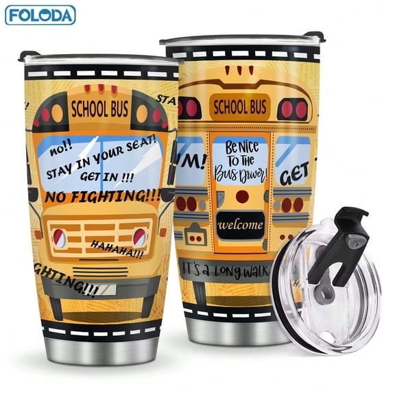 Foloda 1pc Bus Gifts Bus Driver Tumbler Cup Gift School Bus Gift, Cups 20oz Stainless Steel Coffee Mug Travel Tumbler, Insulated Cups for Boys Girls Bus Lovers Birthday Christmas Thanksgiving Gift fo