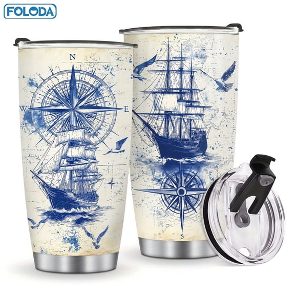 Foloda 1pc Captain Tumbler Gift 20oz Boat Captain Gifts for Men Boater Stainless Steel Insulated Coffee Travel Mug Cup Boaters Boating Birthday Christmas Gift for Dad Father's Day, Travel Coffee Mug