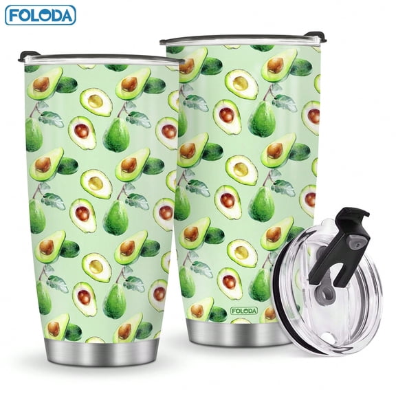 Foloda 1pc Cup Gifts for Women Summer Fruit Avocado Water Bottles Travel Mug Coffee Cup,Gifts for Avocado Lover, Stuff Ornament Accessories, Avocado Lover Gifts, Stainless Steel 20 Oz Tumbler with Li