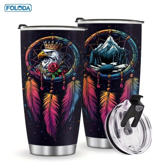 Foloda 1pc Eagle King Water Bottles Gift, 20oz With Lid Eagle Cups Gifts For Men Women Stainless Steel Insulated Tumblers Coffee Travel Mug Cup Gift For Birthday Christmas, Formidable Eagle Mug Gifts