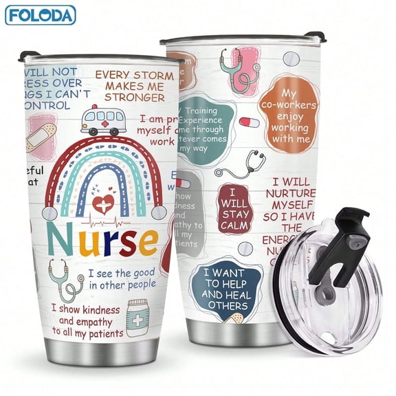 Foloda 1pc Nurse Gifts for Women Graduation Gift for Nursing School Nurse, National Nurses Day Birthday Christmas Valentine's Day Retirement Present for Nurse Practitioner Educator Tumbler Cup Travel