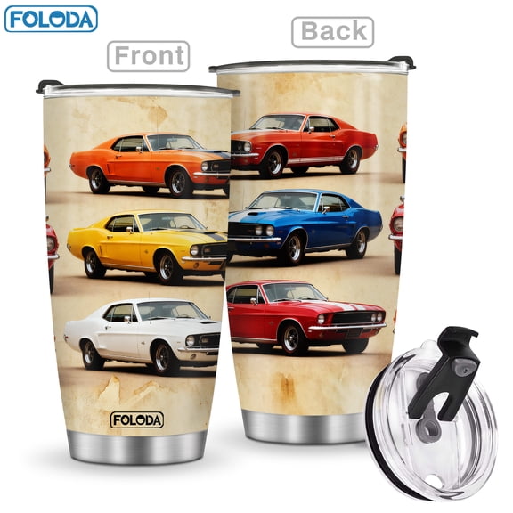 Foloda 20oz With Lid Racing Car Pattern Insulated Mug Stainless Steel Coffee Cup Travel Mug To-Go Cup Perfect Gift for Boy Racing Car Men On Valentine's Day Christmas Birthday