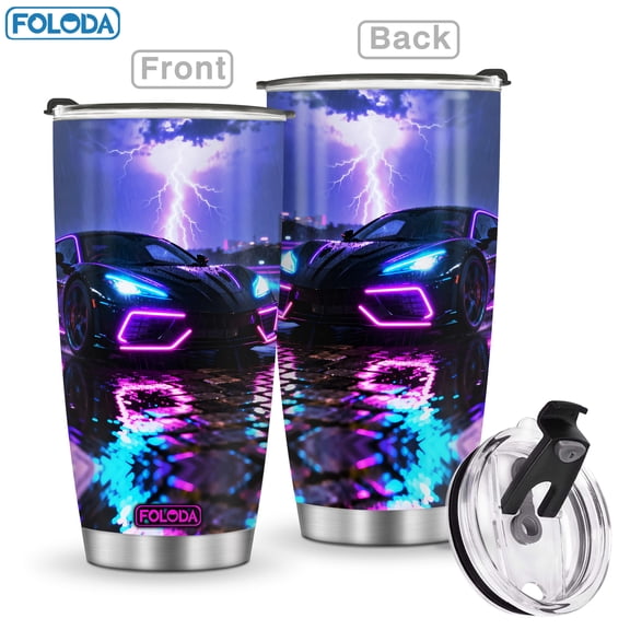 Foloda 20oz With Lid Racing Car Pattern Insulated Mug Stainless Steel Coffee Cup Travel Mug To-Go Cup Perfect Gift for Boy Racing Car Men On Valentine's Day Christmas Birthday