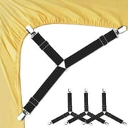 Sheet Holders, 4 pcs Adjustable Bed Sheet Straps, Fitted Sheet Holder Clips Fasteners Suspenders Gripper Locker Scrunchie for Bed Mattress Corners, Keep Sheet Firm Tight