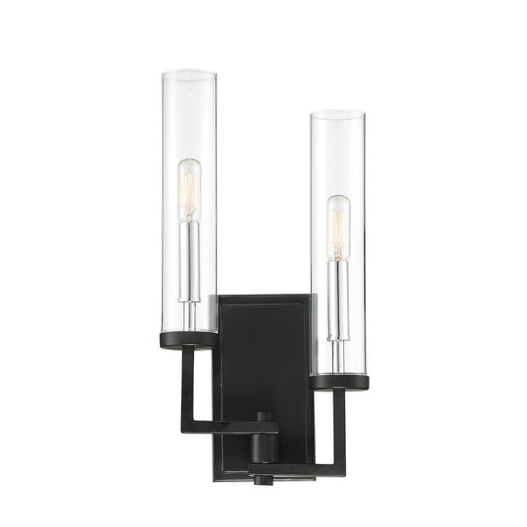 Folsom 2-Light Adjustable Wall Sconce in Matte Black with Polished Chrome Accents