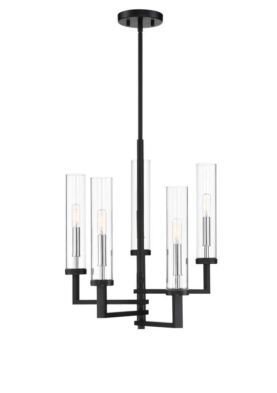 Folsom Matte Black and Chrome 5-Light Chandelier