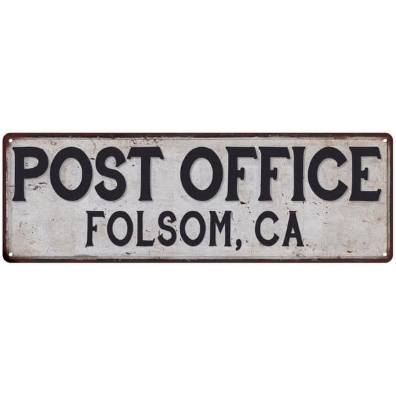 Folsom, Ca Post Office Metal Sign Vintage 6x18 106180011434