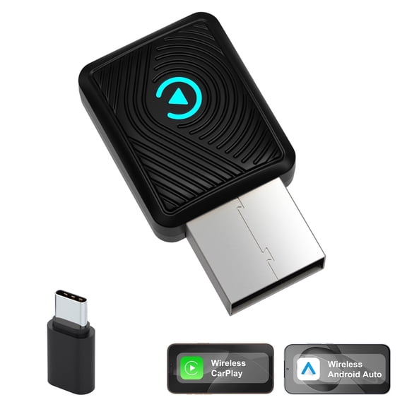 Foluu Wireless Carplay Adapter Plug and Play 2 in 1 for iPhone iOS 10+ and Android Auto