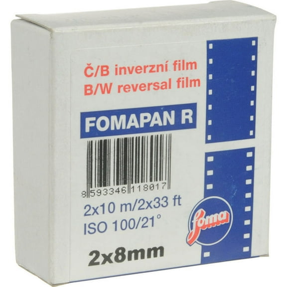 Foma Fomapan R100 Double Standard 8mm Black and White Reversal Film, 10m / 32.81' Roll