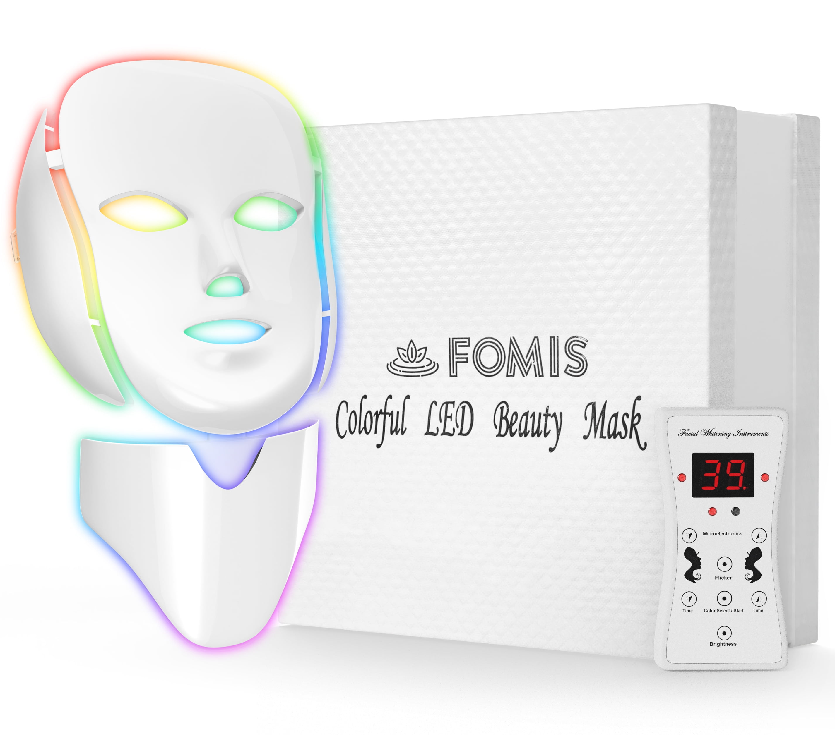 Fomis Led Face and Neck Light Therapy Mask Photon Red Light Therapy