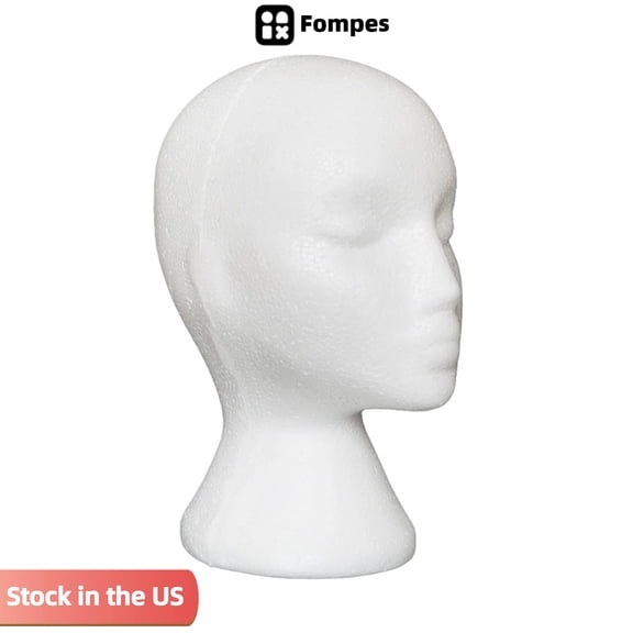 Fompes 11inch Styrofoam Wig Stand Mannequin Head Foam Display for Masks Hats DIY Decoration Wig Head - White