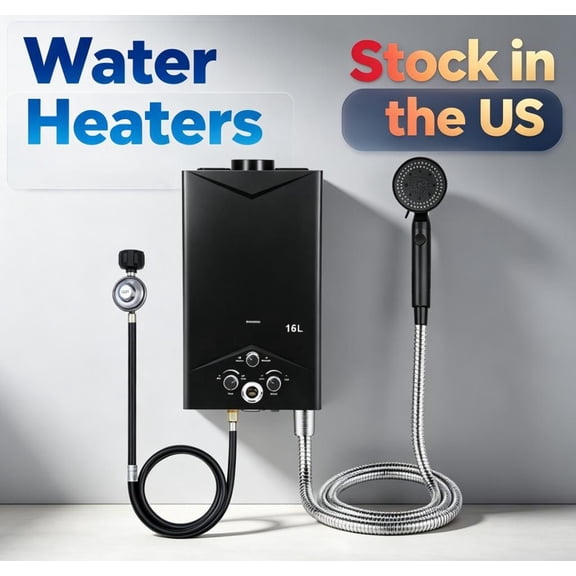 Fompes 16l Portable Tankless Water Heater, 4.21 Gpm Outdoor Portable Gas Hot Water Heaters,Fast Constant Temperature Water Heaters with Digital Display, Sprinkler