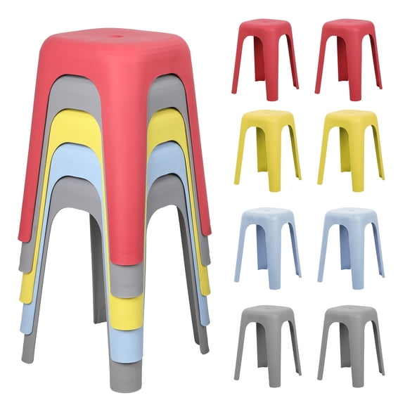 Fompes 17 Inch Stackable Stools,Backless Chairs,Classroom Stools,Plastic Nesting Stools,330 Lbs Load Capacity Non-Slip Base Stain Resistant Easy Clean Nesting Stools,8pcs