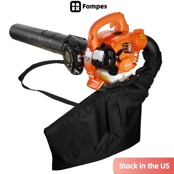 Fompes 2-in-1 26CC Gas Leaf Blower 424CFM 180MPH 2-Stroke Handheld Leaf Blower (Blowing and Suction) Cleaner with Straight and Curved Blow Pipe for Lawn Care