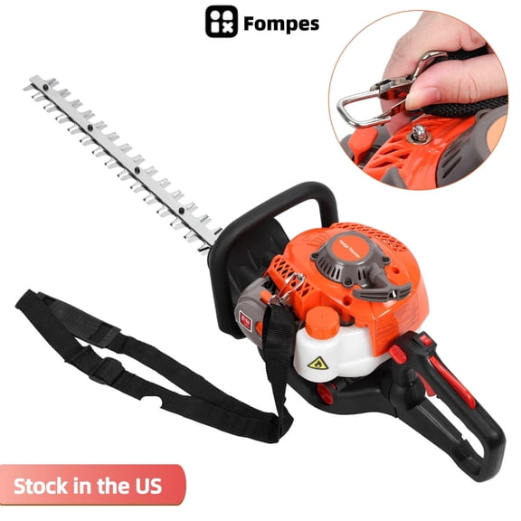 Fompes 26cc Gas Hedge Trimmer 2 Cycle, 23.6-Inch Dual Sided Blade Handheld Lightweight Ideal for Trimming Shrubs and Bushes Includes Blade Cover Gloves Cordless Hedge Pruner