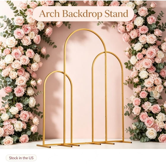 Fompes 3 Pack Arch Backdrop Stand, Metal Wedding Arch Frame Set,Outdoor Square Arched Frame,Balloon Arch Stand,Durable Frame for Wedding Ceremony Birthday Party Garden Decoration,6ft 6.6ft 7.2ft