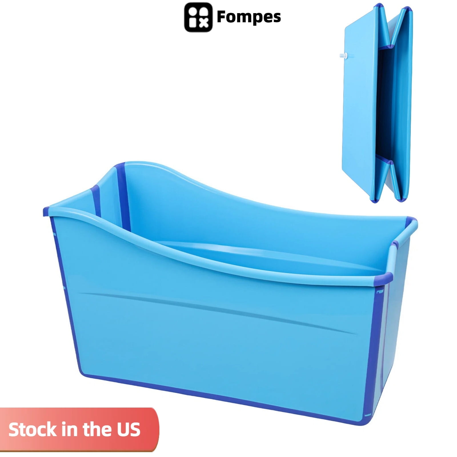 Fompes 39" Large Foldable Bathtub for Toddler, Collapsible Baby Bathtub, Portable Bath Tub Lightweight for Children Twins Petite Adult