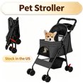 thumbnail image 1 of Fompes 4-Wheeled Pet Stroller for Cats & Dogs, Foldable Travel Carrier with Mesh Windows, Cup Holder, Storage Basket,Breathable Pet Strolling Cart,Holds up to 22lbs,Black, 1 of 13