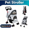 thumbnail image 1 of Fompes 4-Wheeled Pet Stroller for Cats & Dogs, Foldable Travel Carrier with Mesh Windows, Cup Holder, Storage Basket,Breathable Pet Strolling Cart,Holds up to 22lbs,Grey, 1 of 13