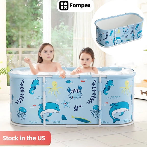 Fompes 45" Portable Bathtub, Foldable Bathtub for Adults, Separate Family Bathroom SPA Therapy Tub for Shower Stall, Soaking Hot SPA and Ice Bath Tub