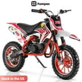 thumbnail image 1 of Fompes 49CC 2-Stroke Gas Powered Mini Dirt Bike Kids Dirt Bike 30KM/H Max Speed Easy Pull Start Front & Rear Disc Brakes 330LBS Capacity - Red, 1 of 17