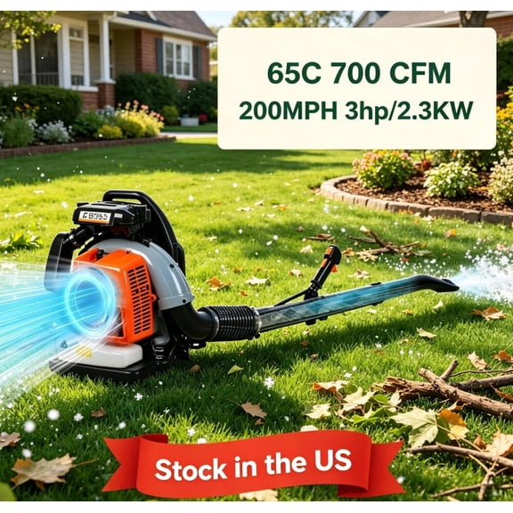 Fompes 65cc Gas Leaf Blower Backpack 700cfm 2-Cycle Ergonomic -200 Mph Low Vibration - Powerful Gas Blowers with 1.7l Tank for Lawn Yard Care,Orange