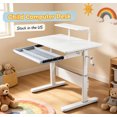 thumbnail image 1 of Fompes Adjustable Height Standing Desk,White Child Computer Desk,39 Inch Wide Kids Desk with Bookshelf Hutch,50-Degree Tiltable Desktop, 1 of 13