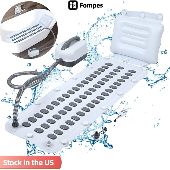 Fompes Bubble Bath Mat – Portable Spa Mat with 6 Speed Adjustable Suction Cups Bathing Non-slip Electric Air Pump Inflatable Pillow and Remote Spa Bubble Machine for Ultimate Relaxation